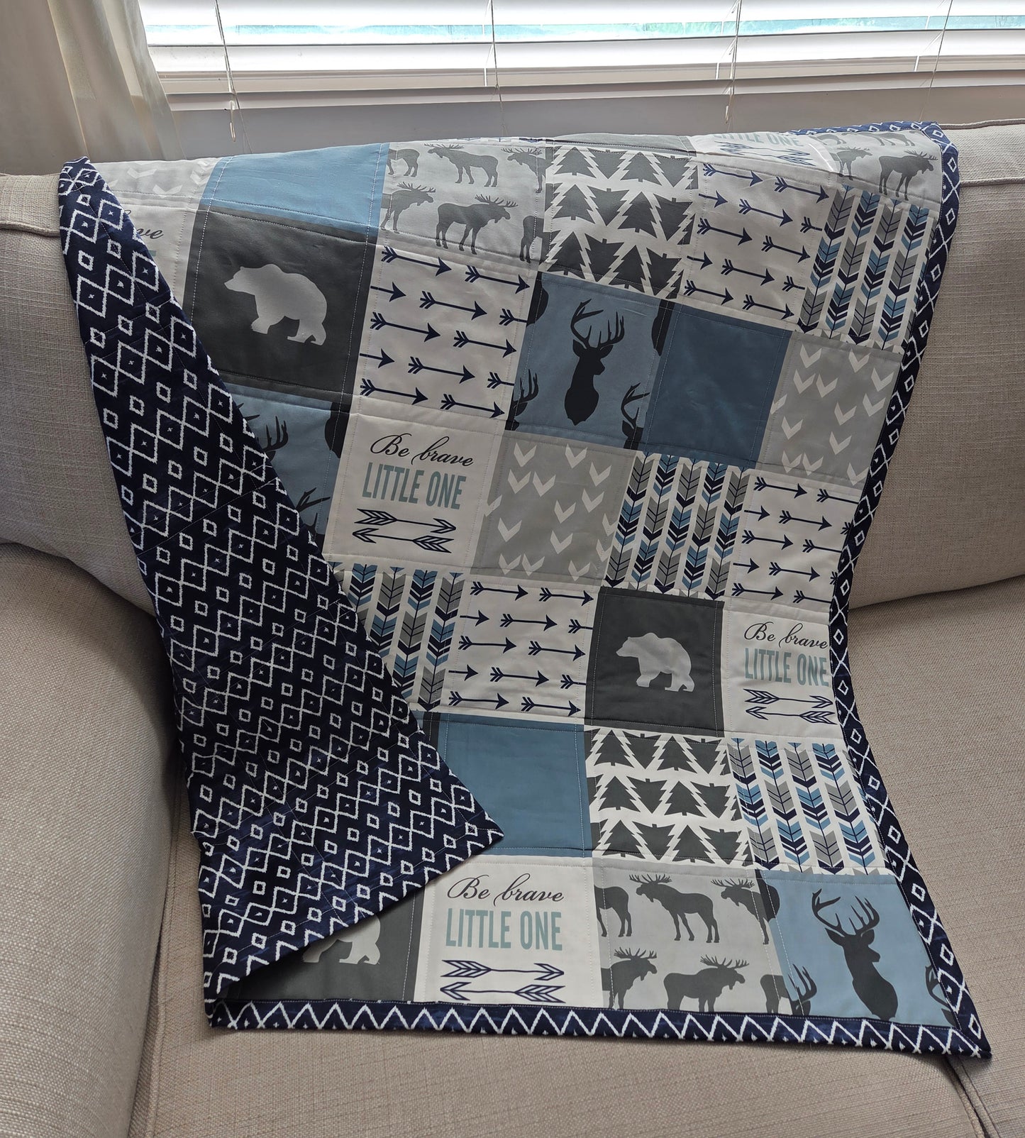Be Brave Little One Wholecloth Baby Quilt
