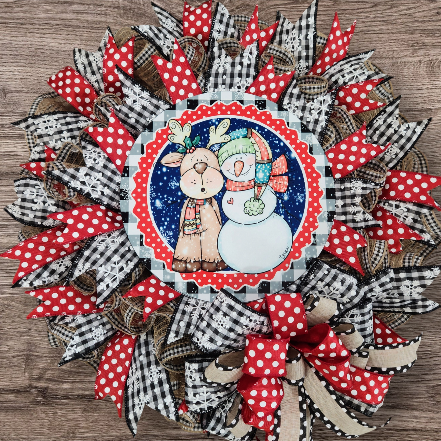 Snowman and Reindeer Wreath