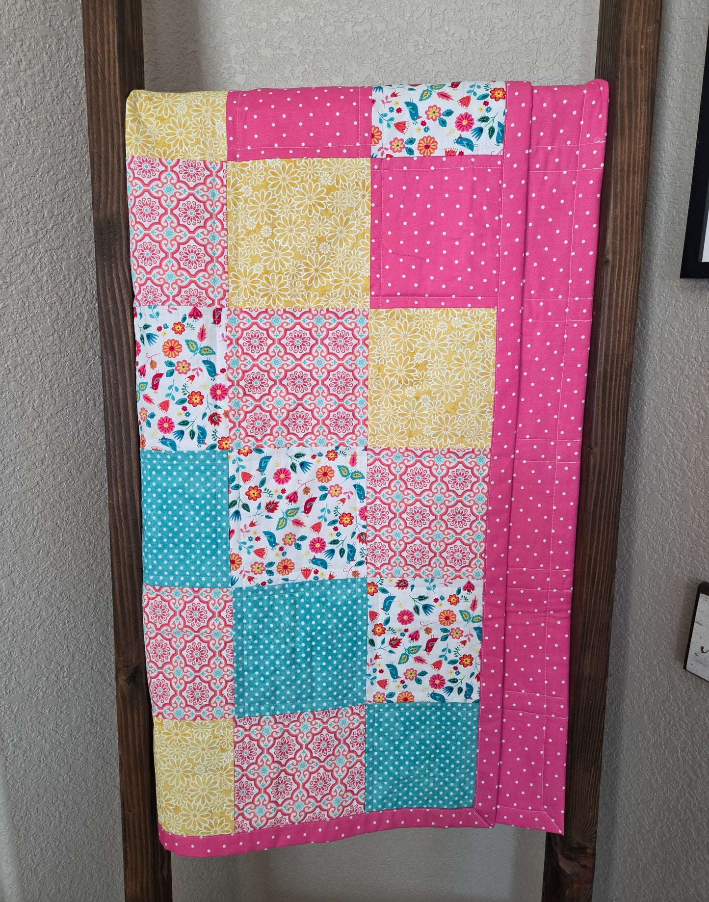 Teal Coral Medallion Baby/Toddler Quilt