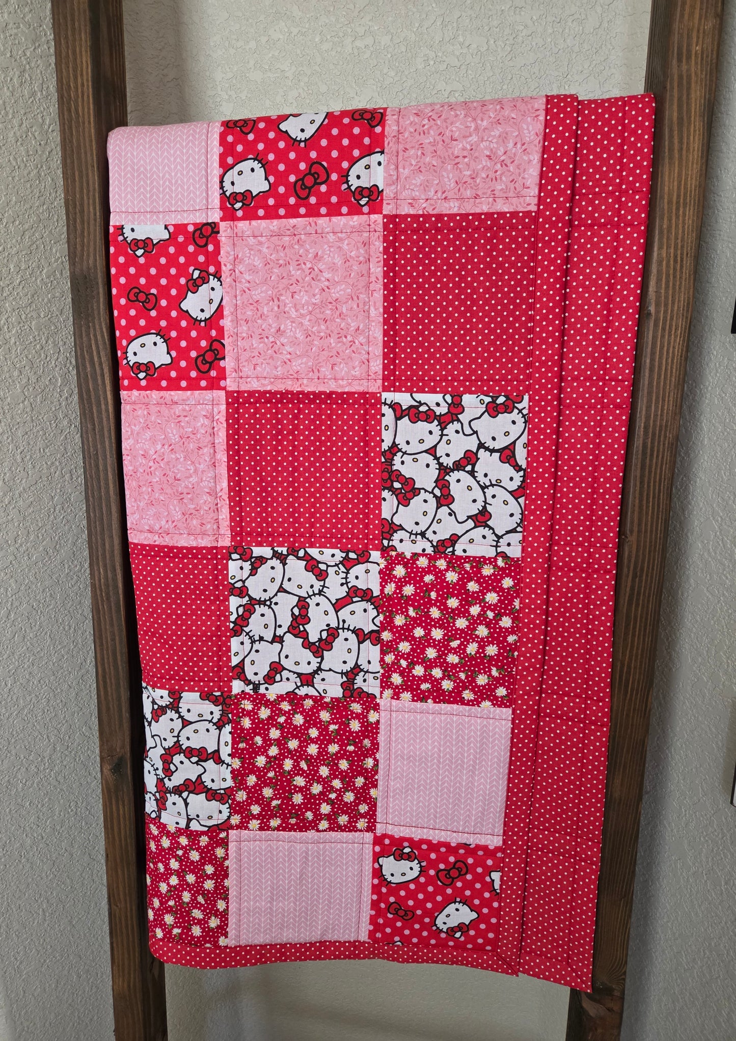 Red and Pink Hello Kitty Baby/Toddler Quilt