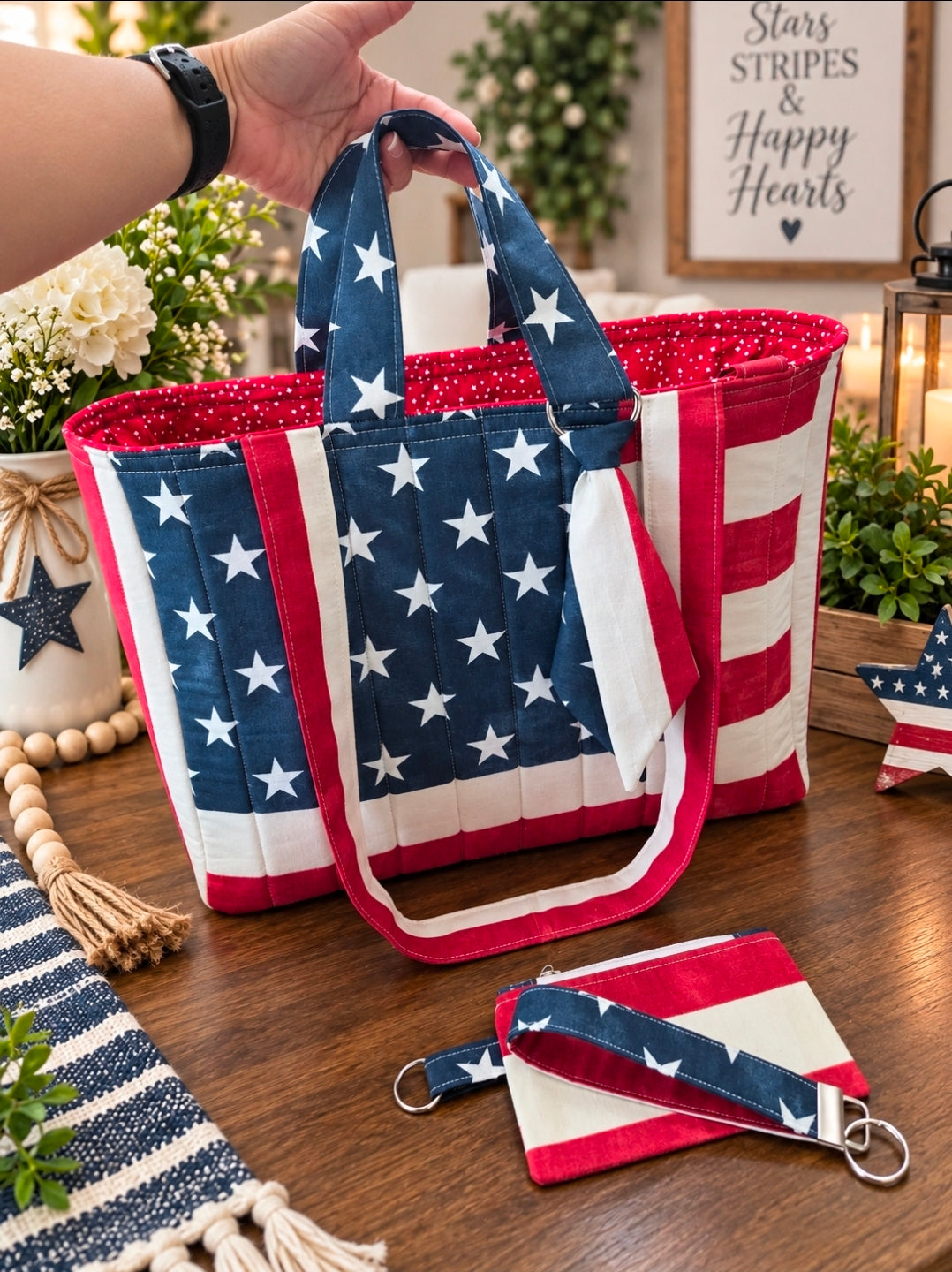 Patriotic Quilted Tote Set