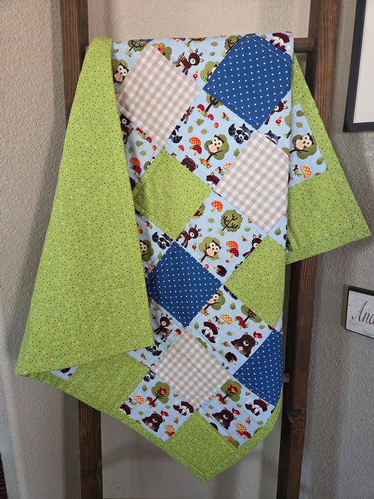 Forest Friends Patchwork Baby/Toddler Quilt