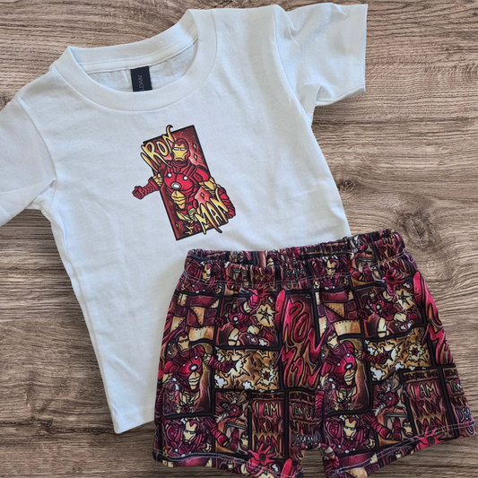 Iron man tee and shorts set 3T