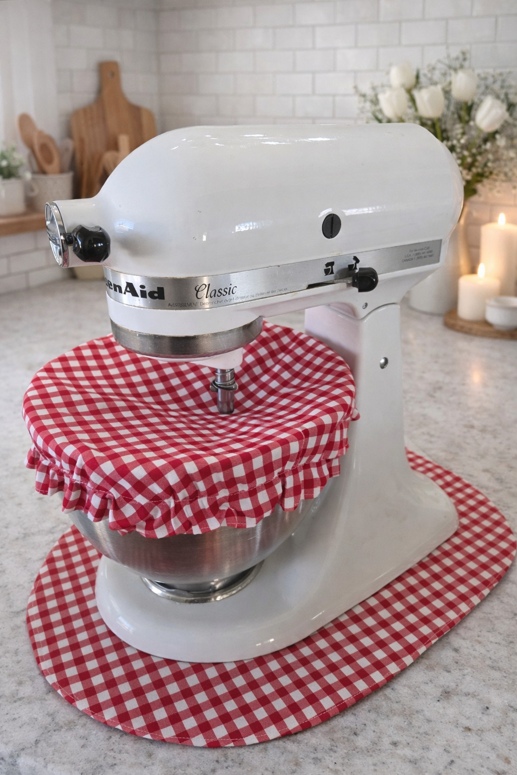 Bless the Baker/Kiss the Cook Reversible Stand Mixer Sliding Mat and Bowl Cover Set