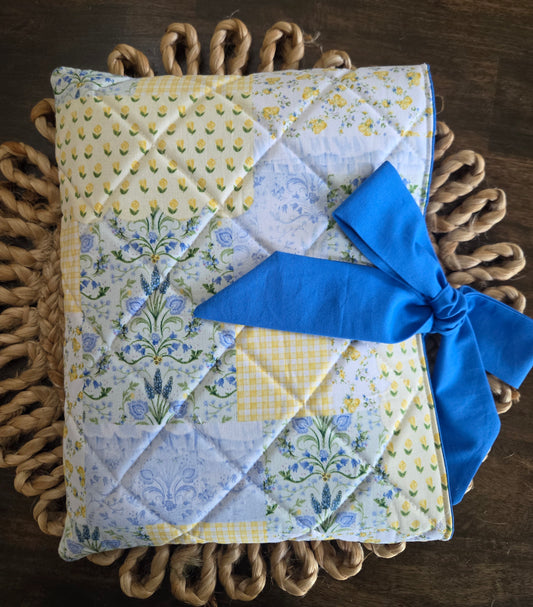 Yellow and Blue Patchwork Bible Sleeve