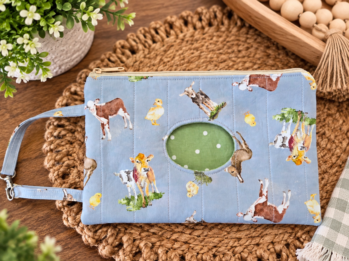 Diaper and Wipe Clutch in Farm Animals