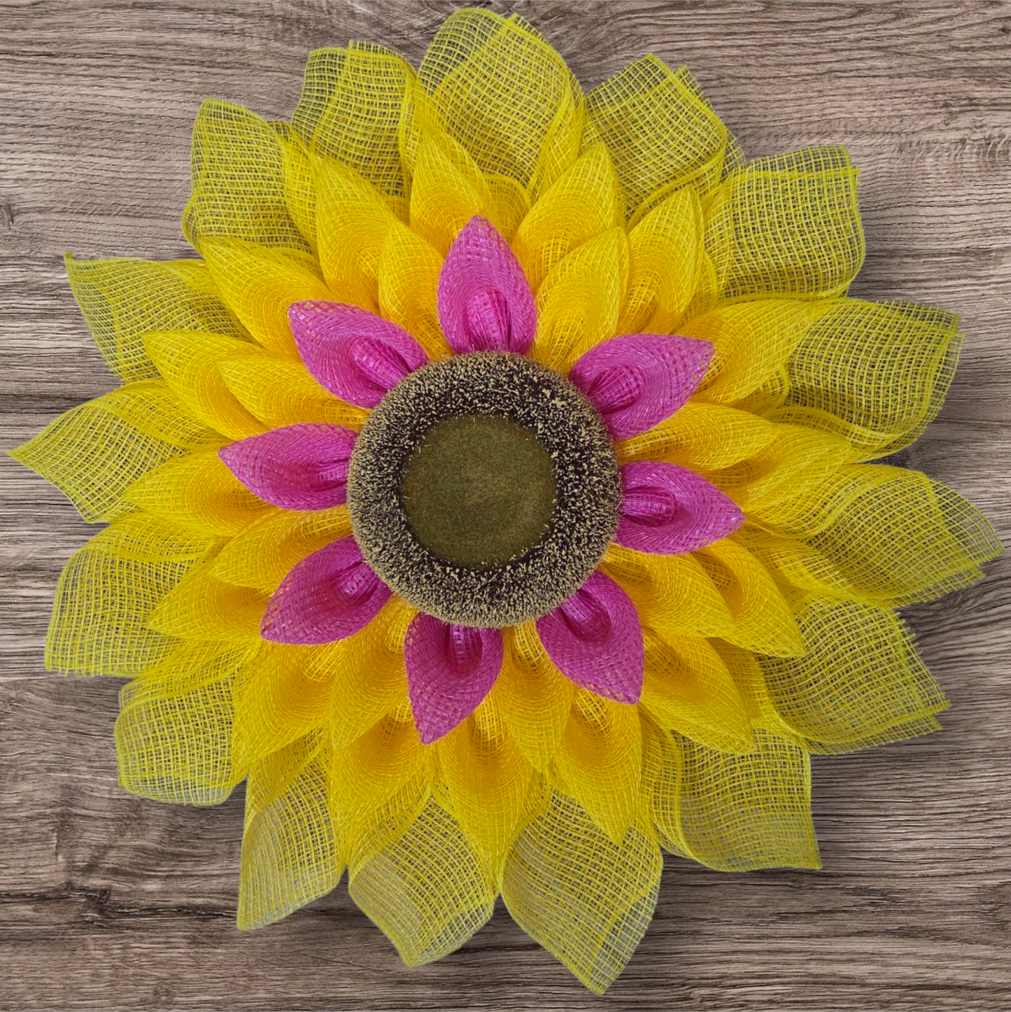Yellow and Hot Pink Sunflower Wreath