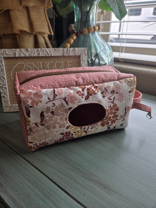 Mauve floral Diaper and Wipe pouch