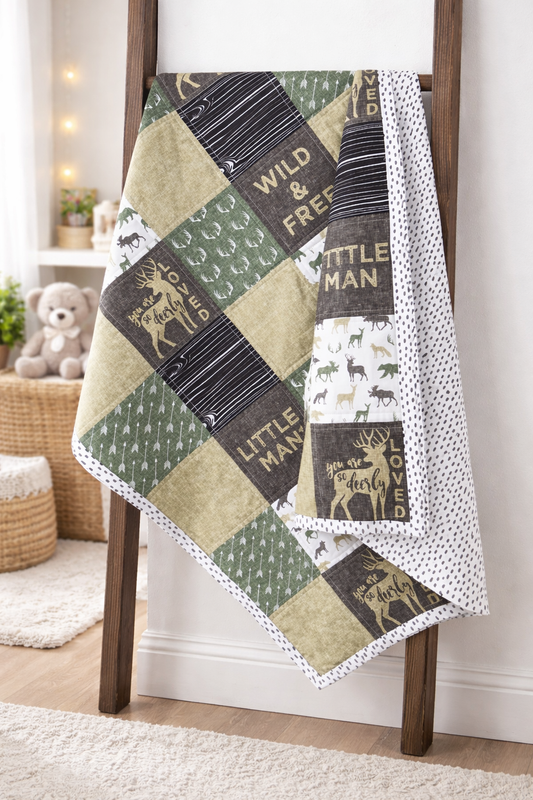 Handmade Baby Quilt-Outdoorsy Woodland