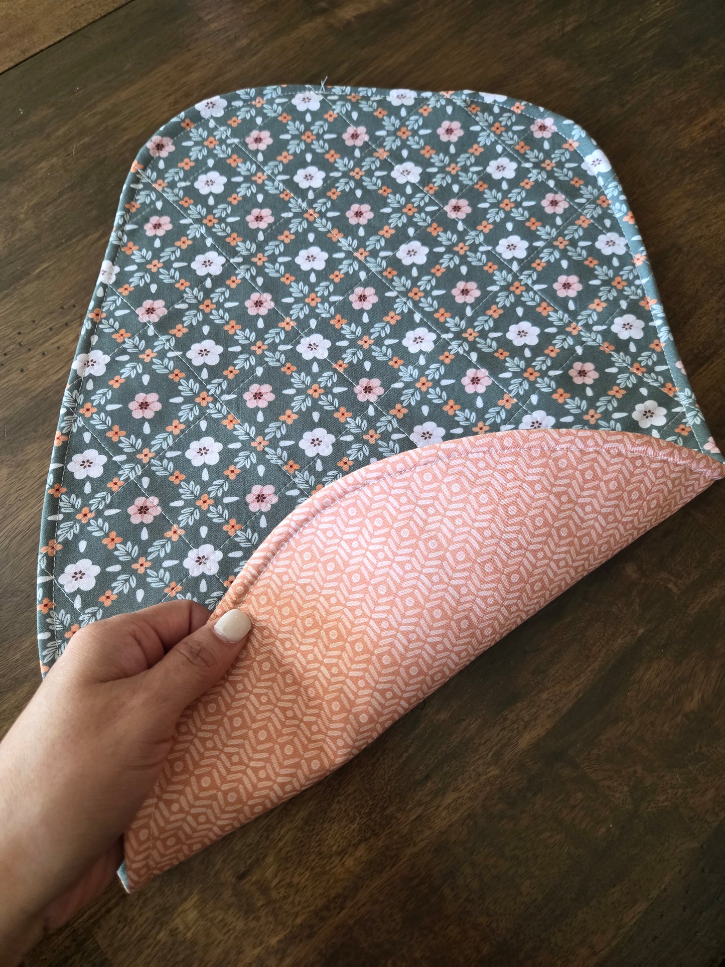 Green Floral Reversible Stand Mixer Sliding Mat and Bowl Cover Set
