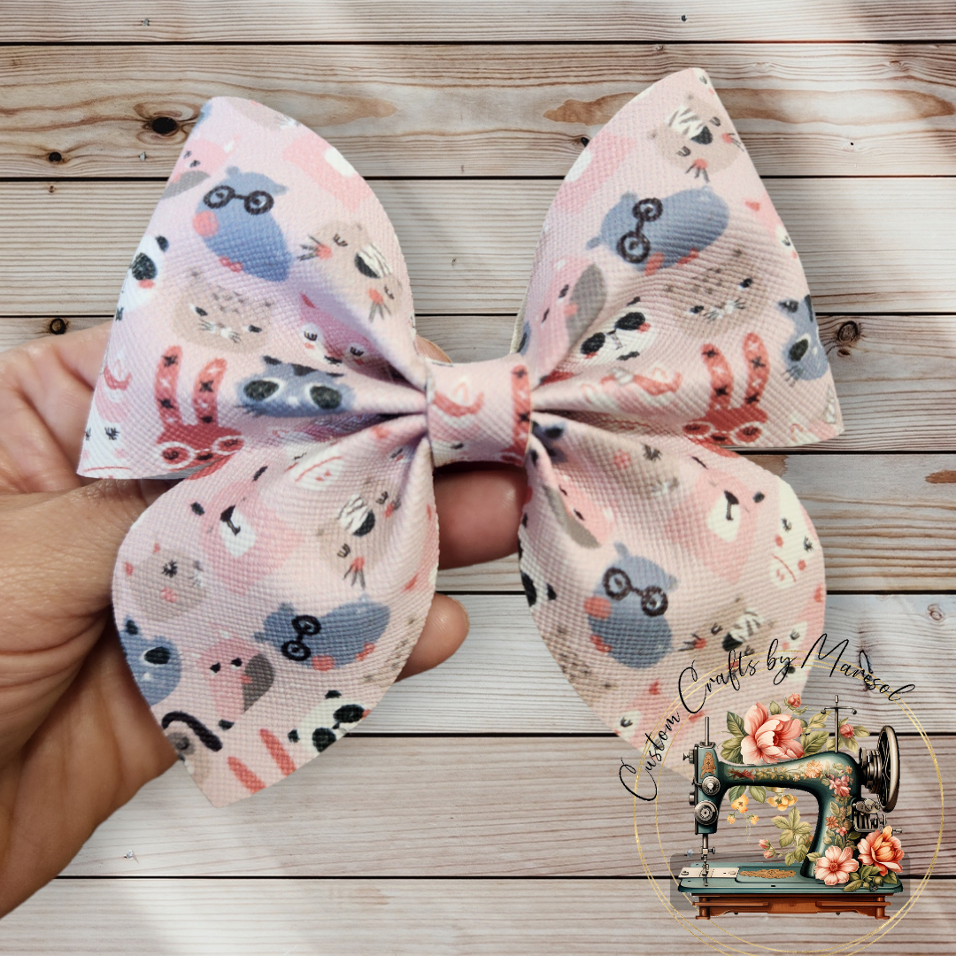 Animal Friends faux leather sailor bow