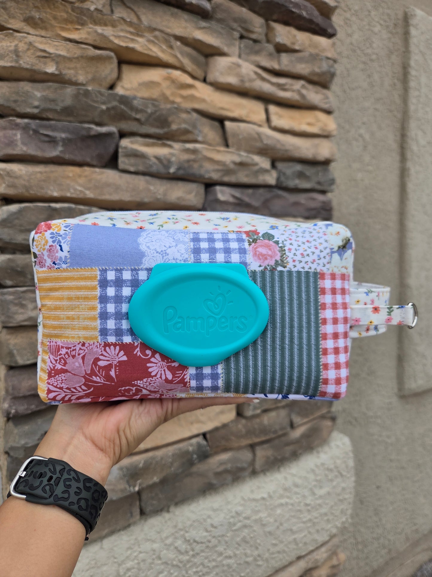 Black and white checkered diaper and wipe pouch