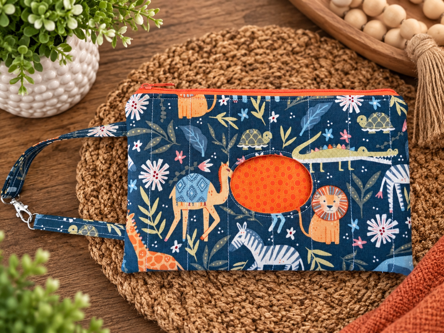 Diaper and Wipe Clutch in Safari Animal print