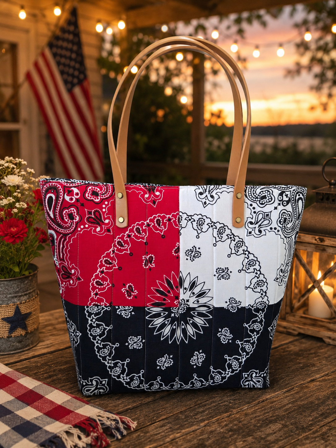 Red, White and Blue Bandana Tote