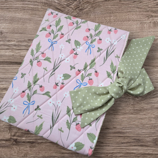 Strawberries and Blue Bows Bible/Book Sleeve Large