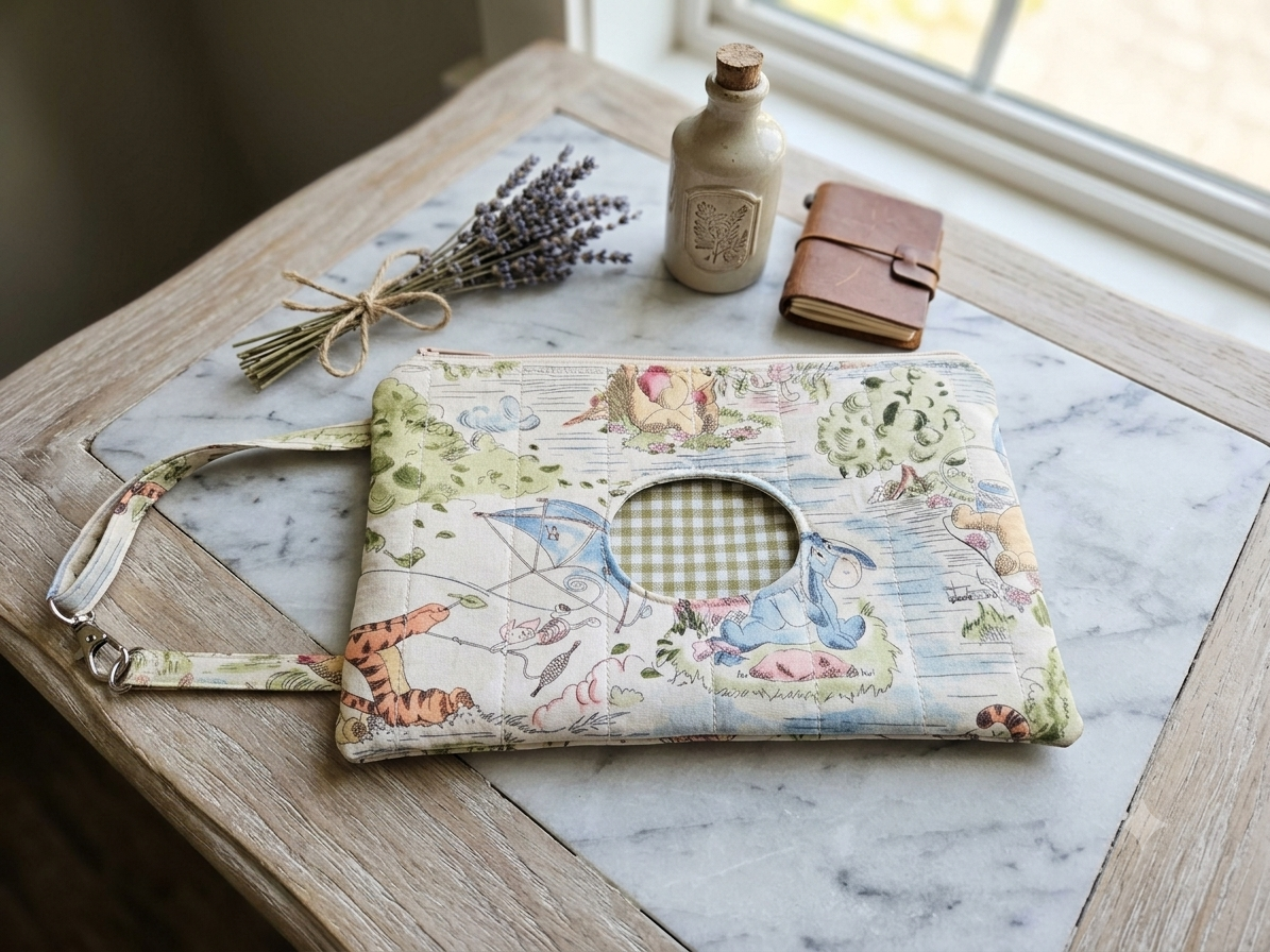 Diaper and Wipe Clutch in Bear and Friends