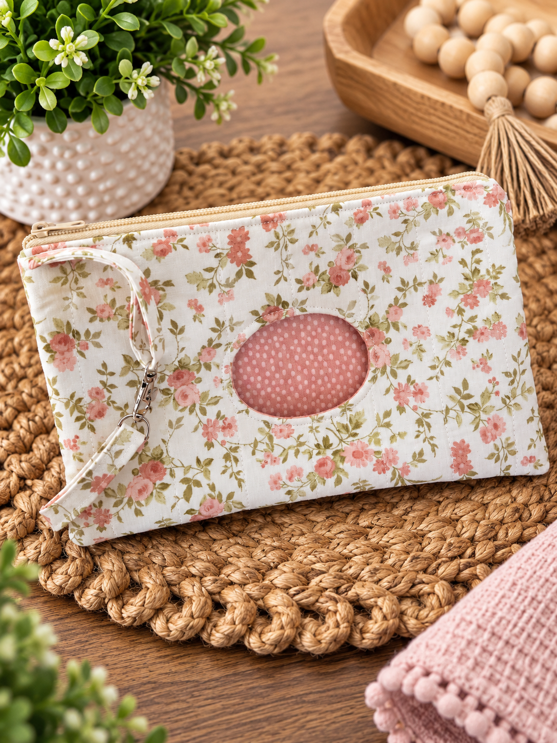 Diaper and Wipe Clutch Pretty Pink Floral