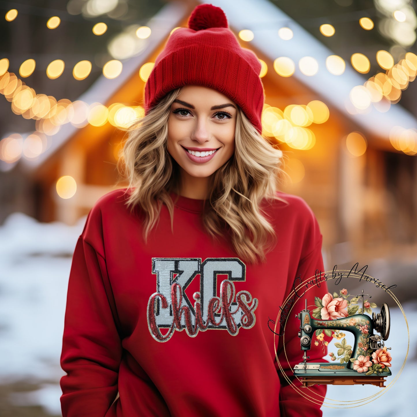 Kansas City Chiefs Sequin Patch Crewneck Sweatshirt Various Colors