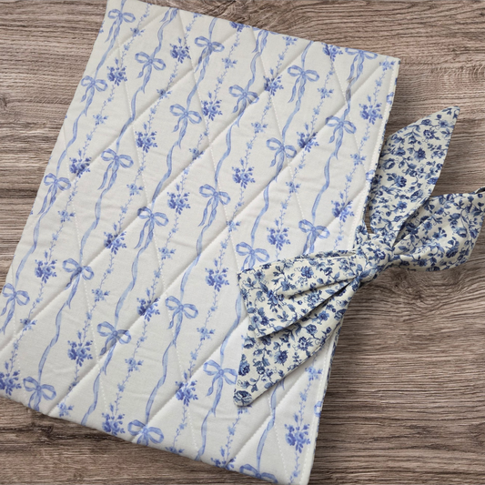 Blue Bows and Floral Bible/Book Sleeve Large
